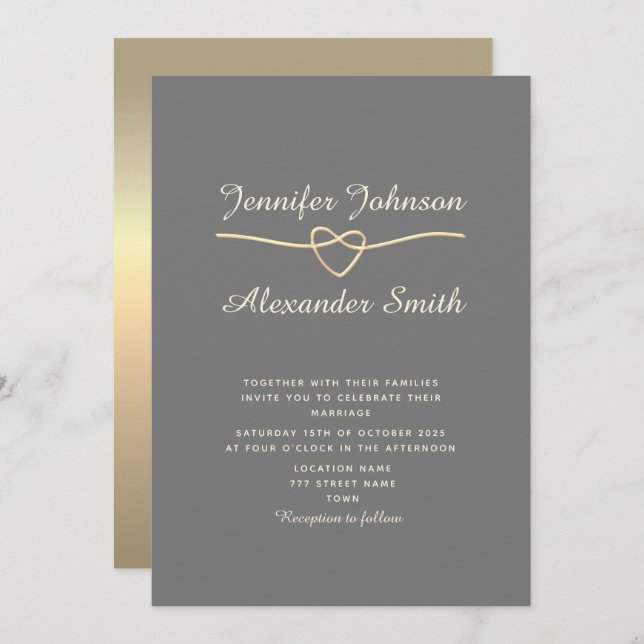 Simple Grey Wedding Invitation (Front/Back)