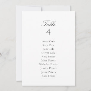 Simple Grey Wedding Table Seating Chart Card