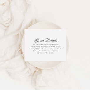 Simple Grey White Calligraphy Quinceanera Details RSVP Card