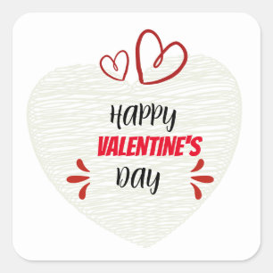 Simple Grey white red valentine's day sticker