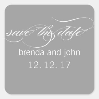 Simple Grey White Save the Date Wedding Sticker