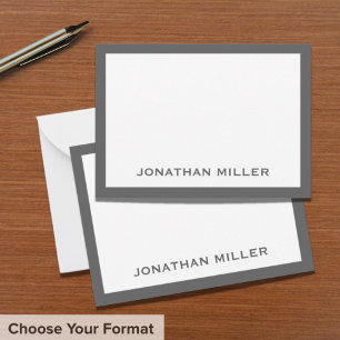 Simple Grey White Typographic Name Note Card