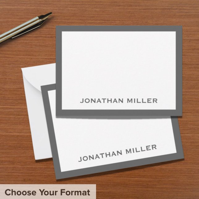 Simple Grey White Typographic Name Note Card (Creator Uploaded)