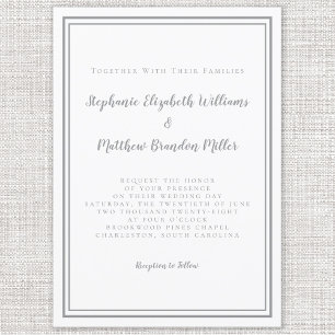 Simple Grey & White Wedding Chic Modern Minimalist Invitation