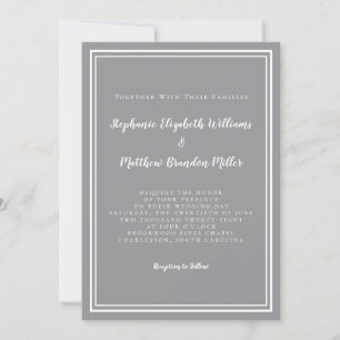 Simple Grey & White Wedding Modern Chic Minimalist Invitation