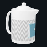 Simple Grey ZigZag<br><div class="desc">This is simple yet classic- grey zigzag pattern with  monogrammed plaque in turquoise - all fully customisable.</div>