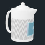 Simple Grey ZigZag<br><div class="desc">This is simple yet classic- grey zigzag pattern with monogrammed plaque in turquoise - all fully customisable.</div>