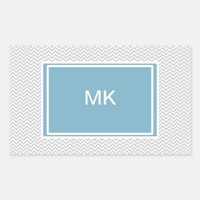 Simple Grey ZigZag Rectangular Sticker (Front)