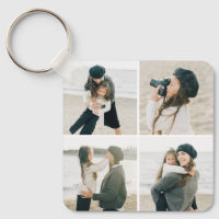 Simple Grid Of Four Personalised Photo Keychain