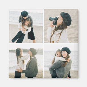 Simple Grid Of Four Personalized Photo Magnet