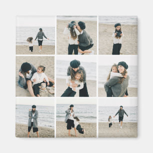 Simple Grid Of Nine Custom Color Photo Magnet
