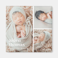Simple Grid Of Three Personalised Photo Magnet