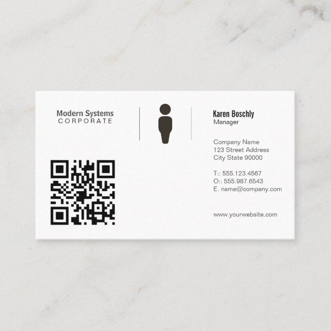 Simple Grid | QR Code Business Card (Front)