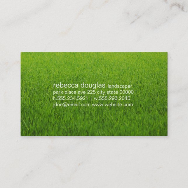 Simple Grid Text (lawn) Business Card (Front)