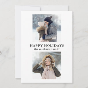 Simple Grid Two Photo Black and White Holiday