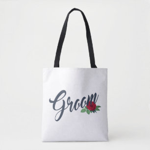 Simple Groom Floral Wedding Calligraphy   Tote Bag