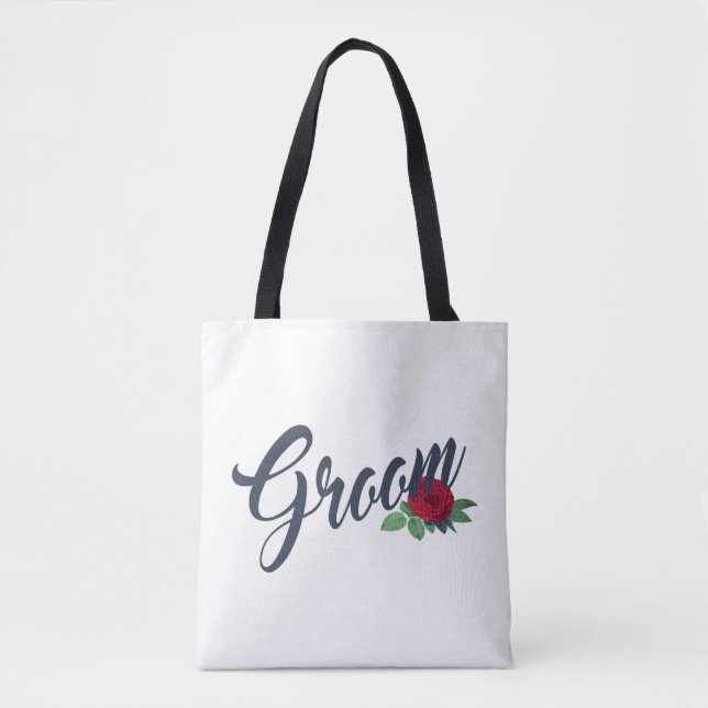Simple Groom Floral Wedding Calligraphy | Tote Bag (Front)