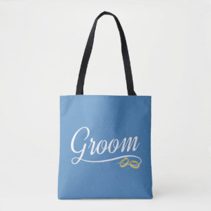 Simple Groom Floral Wedding Calligraphy Tote Bag