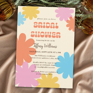 Simple Groovy Flowers Bridal Shower Invitation