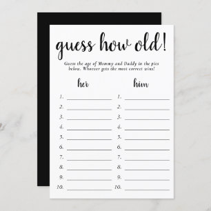 Simple Guess How Old Black White Photo Game Card