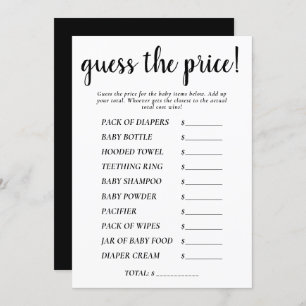 Simple Guess Prices Black Shower Game Card