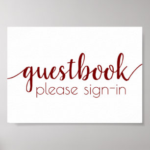 Simple Guestbook Black Script Any Event Sign