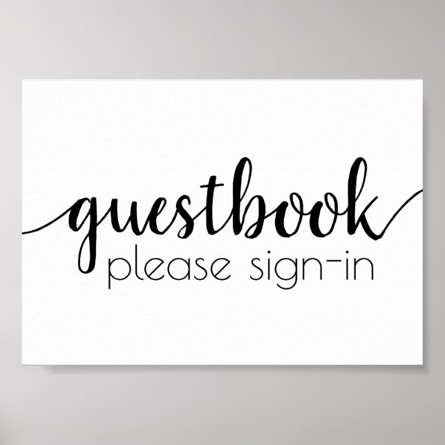 Simple Guestbook | Black Script Any Event Sign (Front)
