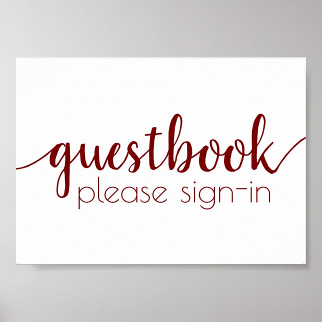 Simple Guestbook | Candy Red Script Any Event Sign (Front)