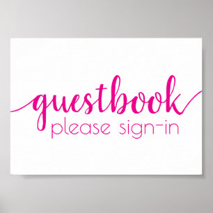 Simple Guestbook Hot Pink Any Event Sign