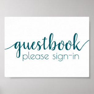 Simple Guestbook   Teal Aqua Any Event Sign
