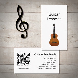 Simple Guitar Lessons QR code Music Teacher Business Card