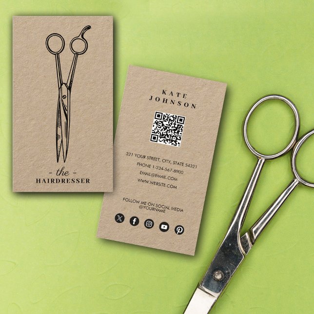 Simple Hairdresser Barber Beauty Salon QR Code Business Card (Simple Hairdresser Barber Beauty Salon QR Code Business Card)