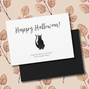 Simple Halloween  Black Cat Illustration  Holiday Card