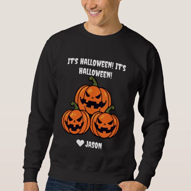Simple Halloween boo spooky pumpkin Personalise Sweatshirt (Front)