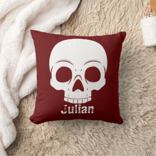 Simple Halloween Day Skull Spooky Name Cushion