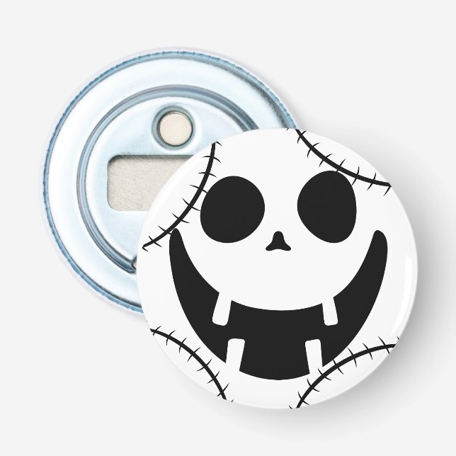Simple Halloween jack-o-lantern pumpkin face Bottle Opener (Front)