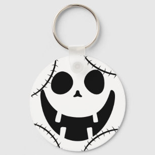 Simple Halloween jack-o-lantern pumpkin face Key Ring