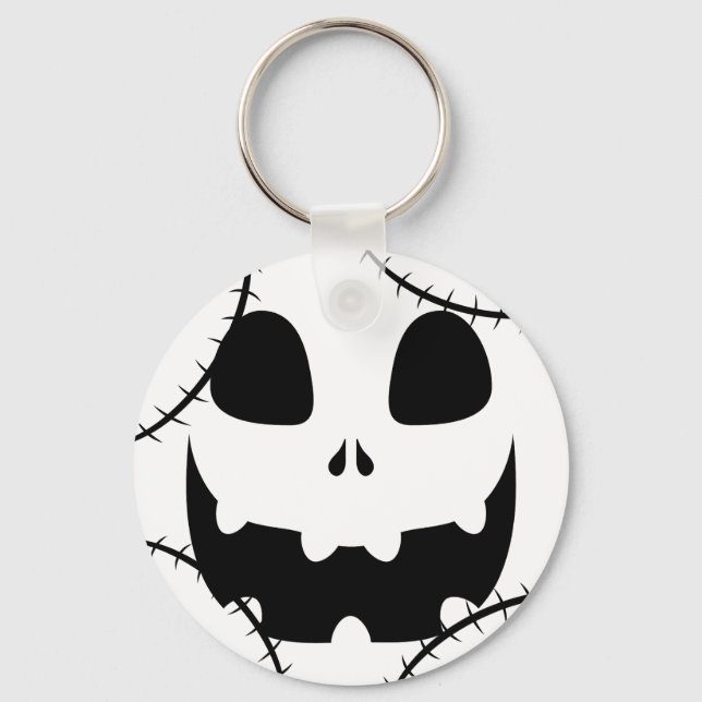 Simple Halloween jack-o-lantern pumpkin face Key Ring (Front)