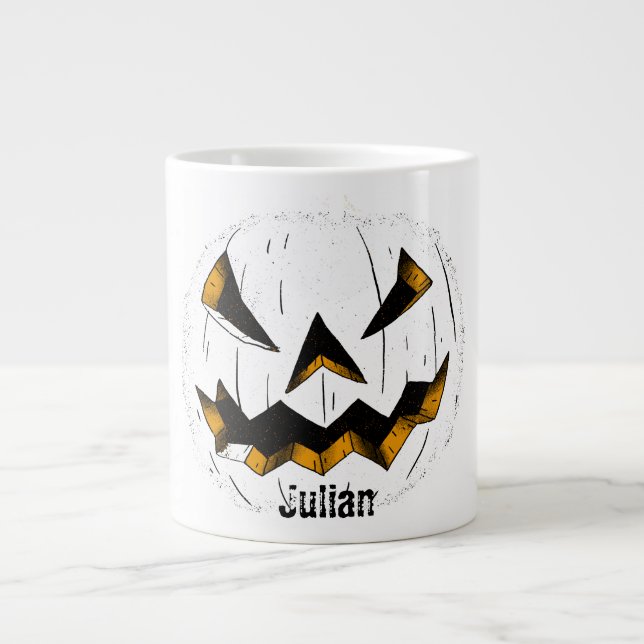 Simple Halloween jack-o-lantern pumpkin face Large Coffee Mug (Front)