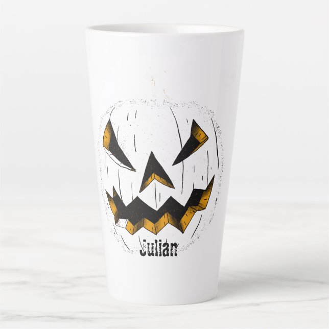 Simple Halloween jack-o-lantern pumpkin face Latte Mug (Front)