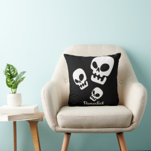 Simple Halloween jack-o-lantern pumpkin face Name Cushion