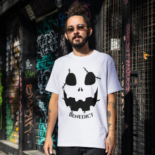 Simple Halloween jack-o-lantern pumpkin face Name T-Shirt