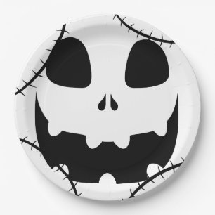 Simple Halloween jack-o-lantern pumpkin face Paper Plate