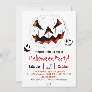 Simple Halloween jack-o-lantern pumpkin face Party Invitation
