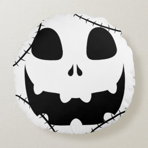 Simple Halloween jack-o-lantern pumpkin face Round Cushion
