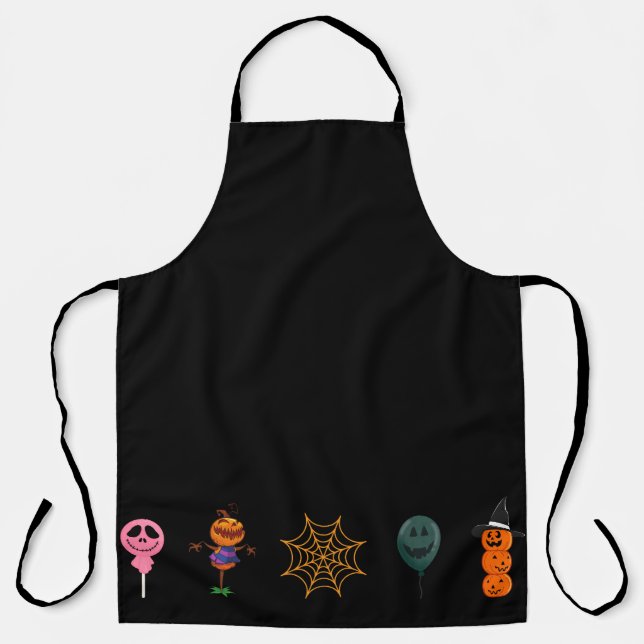 Simple Halloween Pumpkin face ghost scary Party Apron (Front)