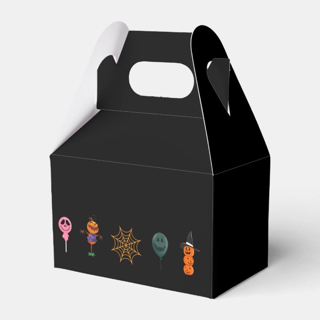 Simple Halloween Pumpkin face ghost scary Party Favour Box (Front Side)