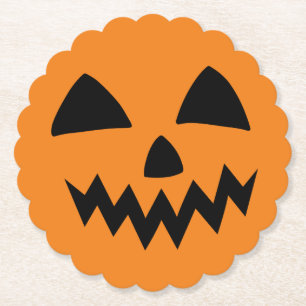 Simple Halloween Pumpkin face ghost scary Party Paper Coaster