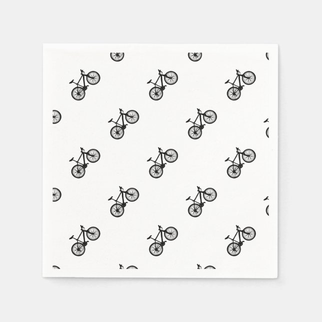 Simple hand drawn bicycle in black and white napkin (Front)