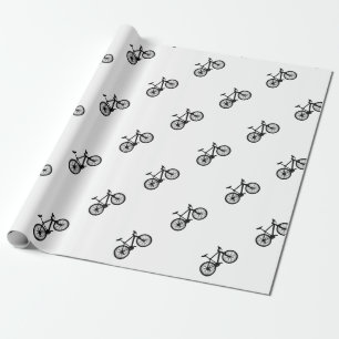 Simple hand drawn bicycle in black and white wrapping paper